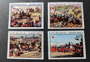 3296  Militar Guerra 4 sellos MNH  Dahomey Cruz Roja 1968 - Imagen 1 de 1
