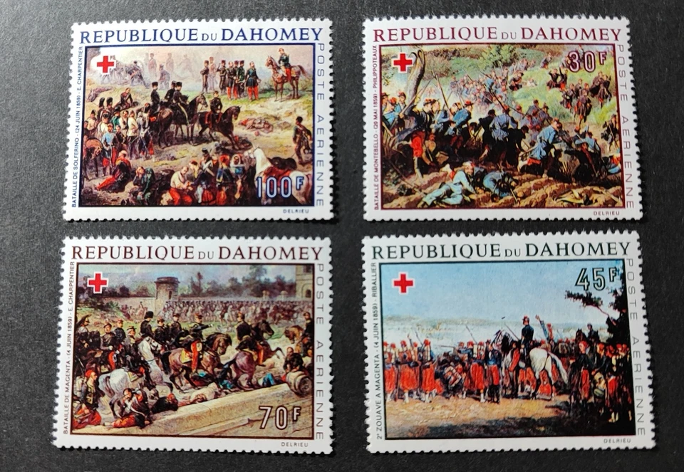 3296  Militar Guerra 4 sellos MNH  Dahomey Cruz Roja 1968 - Imagen 1 de 1