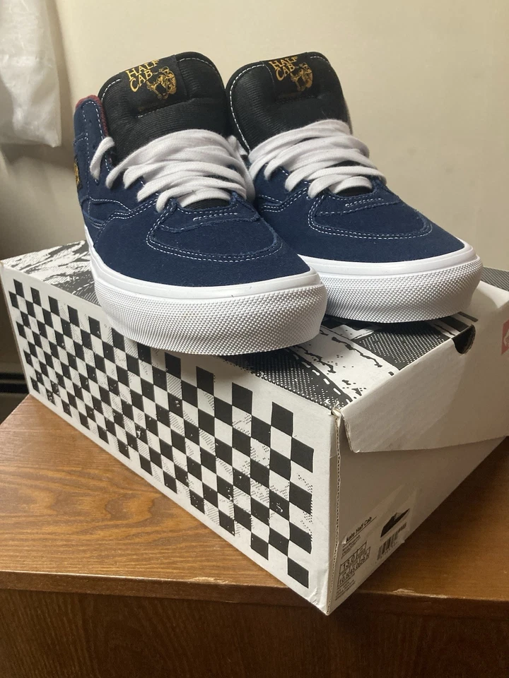 Vans Half Cab Hombre Monopatín Talla 11.5, Nuevo, Azul, Blanco, Rojo/Amarillo Borde Foto 1 de 4