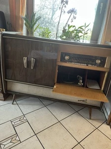 Antik BLAUPUNKT Konzertschrank von 1959 Musiktruhe Radio Plattenspieler Kommode - Bild 1 von 17
