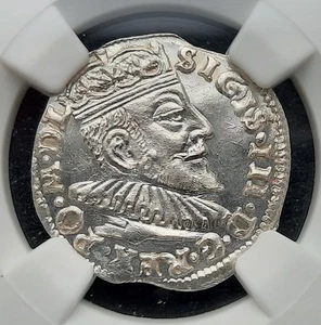 1592 Poland-Lithuania 3 Groschen Trojak Sigismund III, NGC MS63 RR - Picture 1 of 4