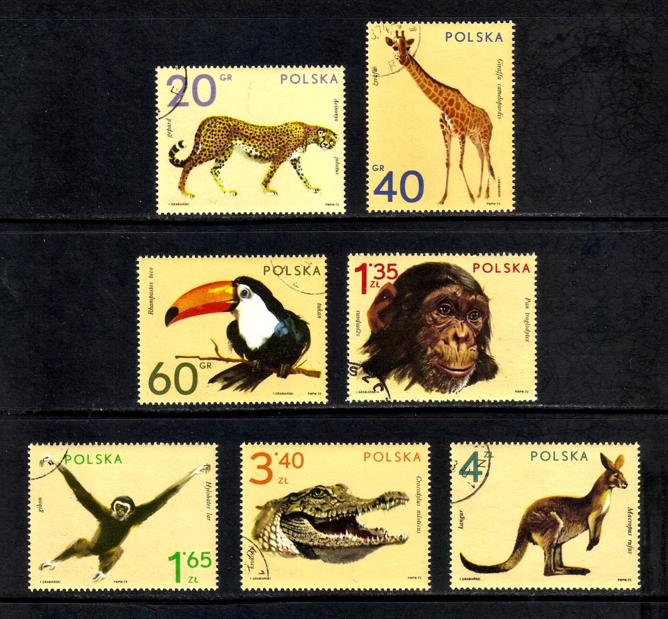 Poland 1972 Zoo Animals short set of 7 values (SG 2147-2153) used - Image 1 of 1