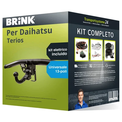 Pacco Gancio traino estr. Brink per Daihatsu Terios 06- & e-kit uni a 13 poli - Immagine 1 di 4