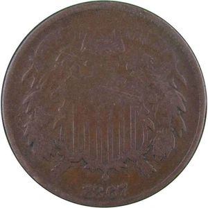 1867 Two Cent Piece Circulated 2c Coin Collectible - Picture 1 of 2