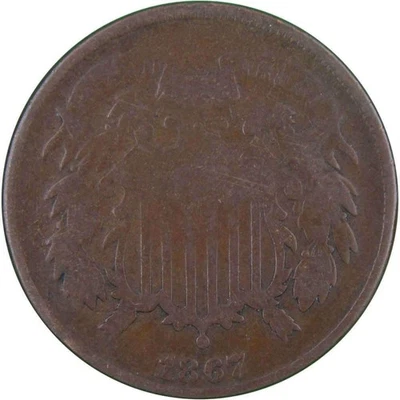 1867 Two Cent Piece Circulated 2c Coin Collectible - Image 1 of 2