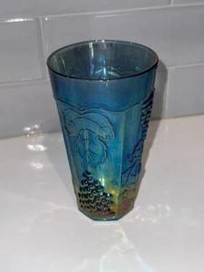 Vintage Indiana Blue Carnival Glass Harvest Grape Pattern 5.75" Tumbler - Picture 1 of 2