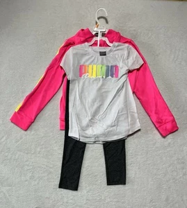 Puma 3 Piece Set Girl’s 6X Fleece Hoodie Short Sleeve T-Shirt Leggings NWT - Picture 1 of 9