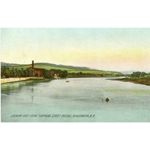 Postcard Early View looking East from Tompkins Street Bridge, Binhamton, NY. A3 - Picture 1 of 2