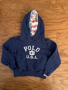 Boys Polo Ralph Lauren Hoodie USA Patriotic Navy Blue Sz 5 Very Good Condition! - Picture 1 of 5