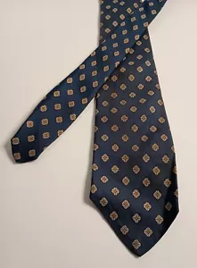 Vyg Brooks Brothers Makers Silk Tie Mens Necktie Foulard Geometric Navy England - Picture 1 of 8