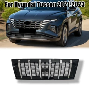 1PCS Black Front Bumper Grille Grill W/Chrome Strip for Hyundai Tucson 2021-2023 - Picture 1 of 7
