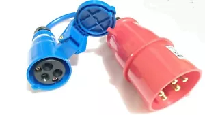 3 phase 400v 5 pin plug to 3 pin 230v socket 16amp adaptder,indestructible cable - Picture 1 of 5