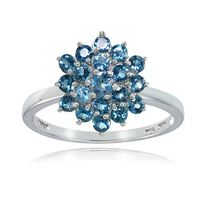 Sterling Silver Genuine London Blue Topaz Flower Ring - Image 1 of 4
