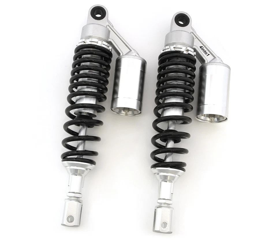 Amortiguadores traseros de depósito remoto plateado y negro ojo a horquilla 320 - 330 mm para Suzuki Foto 1 de 1