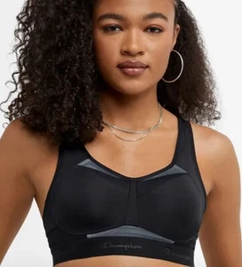 Champion Black Motion Control High Impact Molded Cup Underwire Sports Bra - Picture 1 of 2
