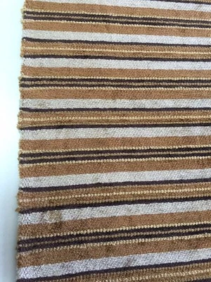 stripe chenille fabric by the yard drapery pillows upholstery gold brown brass - Image 1 of 2