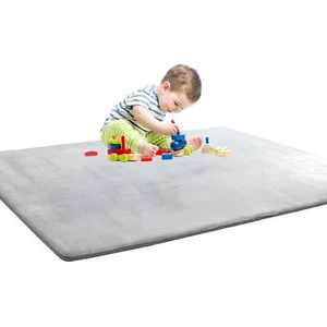 Thick Memory Foam 50x50 Play Mat for Playpen, Super Soft Velvet 50"x50", Grey  - Picture 1 of 7