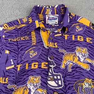 LSU Tigers Shirt Mens Medium Reyn Spooner All Over Print Hawaiian Camp Football - Picture 1 of 9