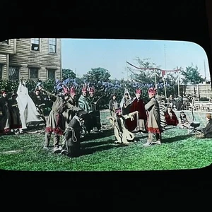 Vintage magische Laterne Glas Dia Foto Japan Farbe Pocahontas Festzug - Bild 1 von 3