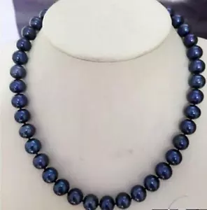 HUGE 18"11mm natural south sea genuine black blue pearl necklace AAA - Picture 1 of 1