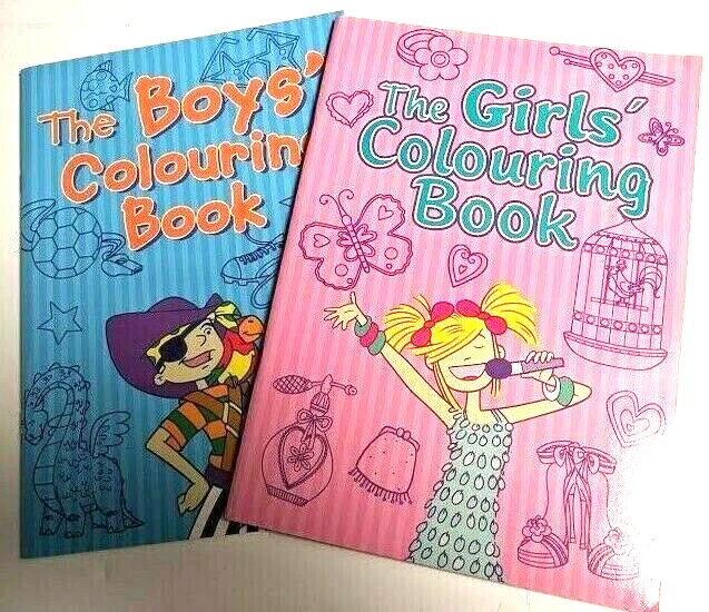 2 x Colouring Books Boy Blue & Girl Pink A4 Size Kids Childrens Art Craft - Image 1 of 1