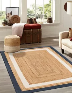 Rugs carpet 100% jute braided handmade area rug non slip Modern Floor carpet mat - Picture 1 of 9