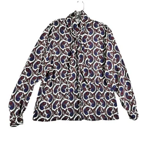 Vintage Leslie Fay Womens 16 Satin Paisley Blouse Long Sleeve Scarf - Picture 1 of 7