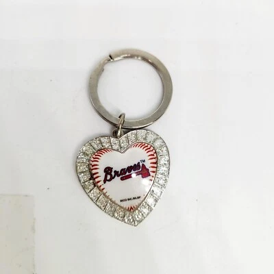 Vintage Atlanta Braves Authentic MLB Rhinestone Heart Keychain Keyring Metal - Image 1 of 4