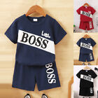Little Boss Baby Boys T Shirt Shorts Tracksuit Summer Outfit Set Kids Clothes