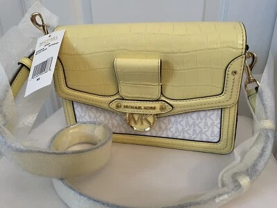 MICHAEL KORS JESSIE MEDIUM FLAP SHOULDER CROSSBODY MK SIGNATURE BAG YELLOW - Image 1 of 4