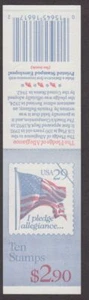 1992 Pledge of Allegiance Flag BOOKLET BK195 (1 pane 2593a) plate number 1111 - Picture 1 of 2