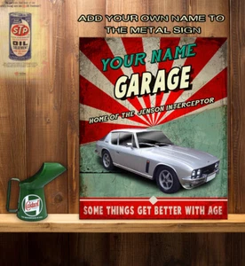PERSONALISED JENSEN INTERCEPTOR GARAGE WORKSHOP Vintage Metal Wall Sign RS172 - Picture 1 of 3