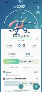 Greninja Pokemon Trade GO Level 35 Pokémon Kalos Gen 6 Ultra League PVP Froakie - Picture 1 of 1
