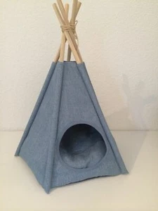 Tipi Zelt STOFF Hundebett Katzenbett Katzen-Höhle Hunde-Hütte mit rundem Eingang - Picture 1 of 1