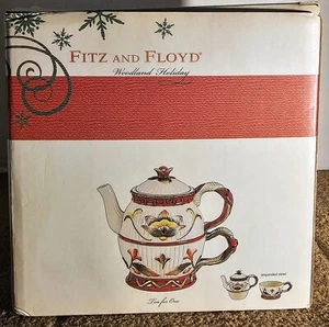 Fitz and Floyd Woodland Urlaubstee für eine Teekanne Original Neu in offener Box - Bild 1 von 17