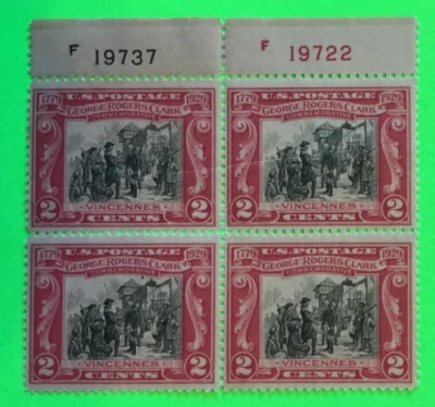 a Block of 4  #651 with plate Number US stamps  low shipping - Image 1 of 4
