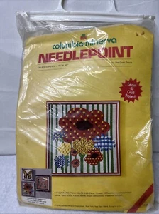 Vintage 1974 Columbia Minerva 2372 Calico Garden Needlepoint Kit NOS - Picture 1 of 10
