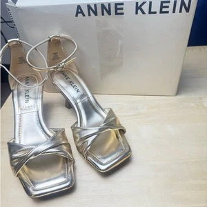 Anne Klein Jessie Ankle Strap Sandals Size 7 New with Box Metallic Gold - Picture 1 of 7