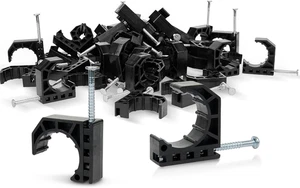 (Pack de 50) Accesorio de media abrazadera color negro de 1/2 pulgada, gancho en J con clavo para 1/2" - Imagen 1 de 12