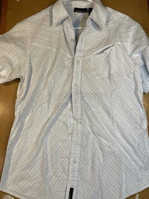DKNY Mens Slim Fit Button Down Dress Shirt Grey Sz M - Image 1 of 4