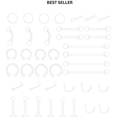 14G 16G 20G Klare Piercing Retainers Set Plastik Piercing für op 41 Stück - Bild 1 von 4