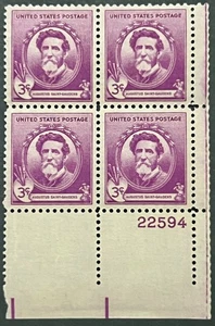 Scott#: 886 - Famous Americans: Augustus St. Gaudens 3¢ 1940 Plate Block MNHOG - Bild 1 von 2