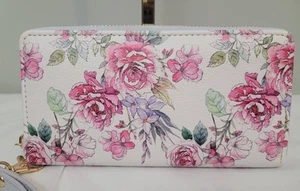 Floral Rose Zippered Wallet Wristlet Strap Unbranded Card slots - Picture 1 of 9