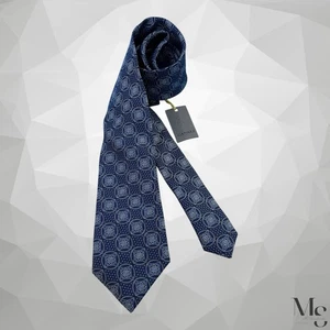 CANALI 1934 Blue Medallion Print Men’s Luxury Silk Tie Made In Italy 58”-3.4"NWT - Picture 1 of 6