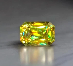 Emerald Cut 4.37 Ct+ Natural Full Fire Sphene Titanite Gemstone For Jewellery - Picture 1 of 8