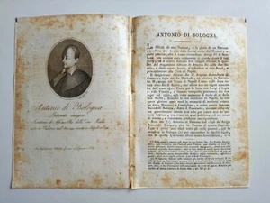 1817 Ortolani, Ritratto/Bio di Antonio di Bologna, Letterato, Palermo - Napoli - Foto 1 di 1