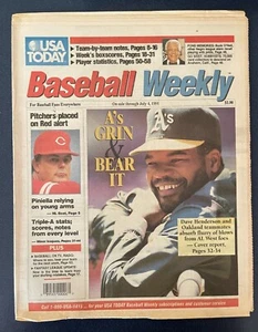 Baseball Weekly A's GRIN & BEAR IT Dave Henderson 4. Juli 1991 Lou Piniella Reds - Bild 1 von 1