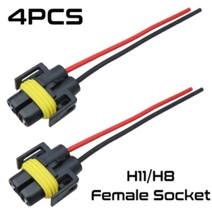 4pcs H11 H8 Female Connector Fog Lights Lamp Wiring Harness Cable Socket Adapter - Picture 1 of 13