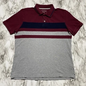 Banana Republic San Francisco New York Polo Shirt Mens Size M Gray Burgundy - Picture 1 of 8