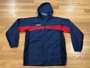 Columbia Youth Size 14-16 Hooded Wind Breaker Jacket Full Zip Blue Red - Picture 1 of 13